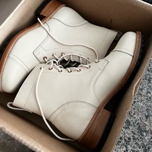 Portland Leather “Patina” Leather Combat Moto Boots; New in box; Color: Bone